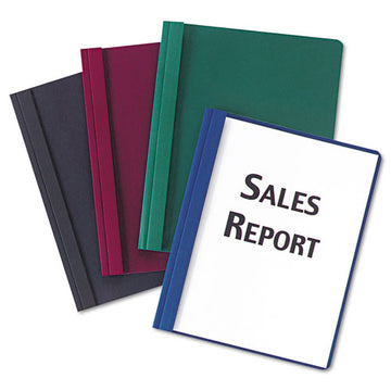 Oxford™ Clear Front Linen Report Cover, Three-prong Fastener, 0.5" Capacity, 8.5 X 11, Clear-burgundy, 25-box freeshipping - TVN Wholesale